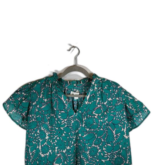 Trovata Birds of Paradise Teal Floral Flutter Sleeve Top Size XS - Picture 2 of 12